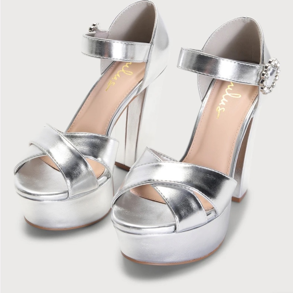 NWT Silver Platform Heels